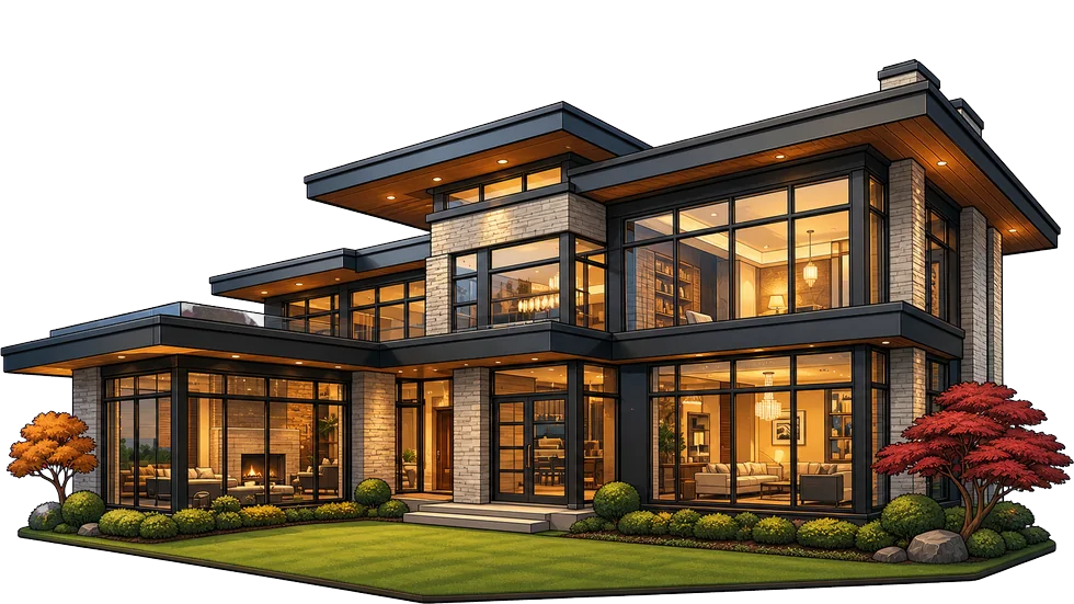 Modern custom home built by Blackhawk Builders